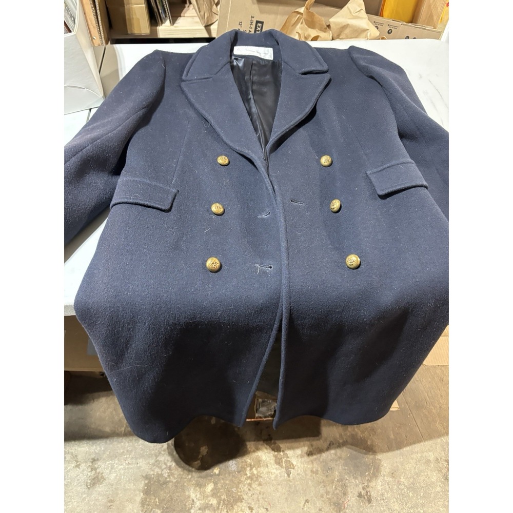 VTG Evan Picone Worsted Wool Navy Pea Coat Size 6